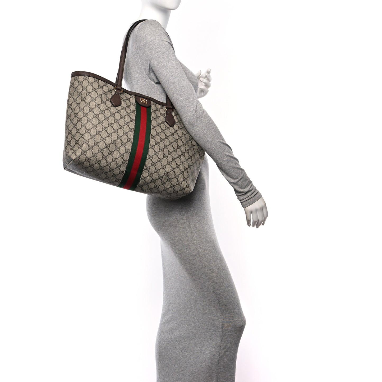 GG Supreme Monogram Medium Ophidia Shopping Tote Brown