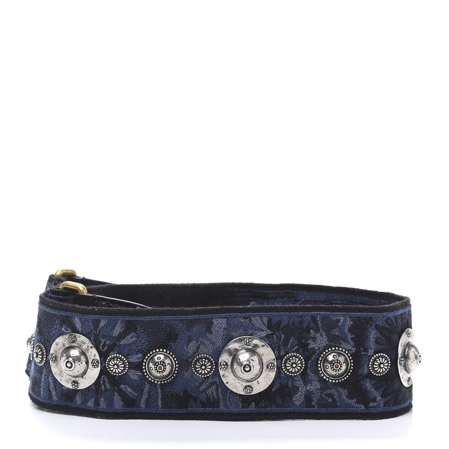 Canvas Embroidered Studded KaleiDiorscopic Adjustable Shoulder Strap Blue