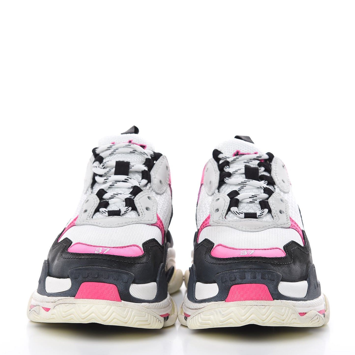 Fabric Mesh Womens Triple S Sneakers 37 Rose Fluo Black White