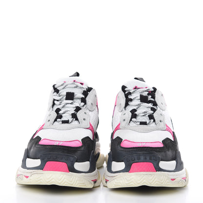 Balenciaga Fabric Mesh Womens Triple S Sneakers 37 Rose Fluo Black White 2 of 7