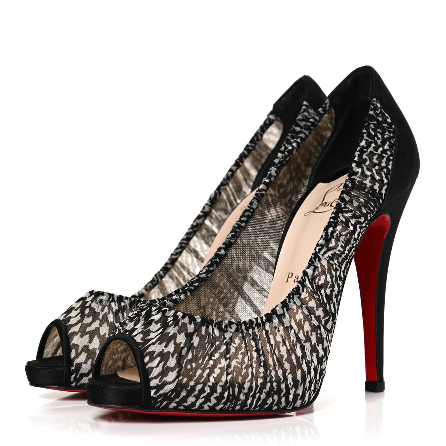 Crepe Satin Chiffon Parisienne Plato 120 Pumps 37.5 Black White