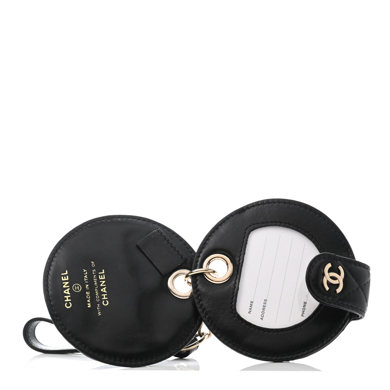 Chanel Lambskin Quilted Round Luggage Tag Black 3 of 4