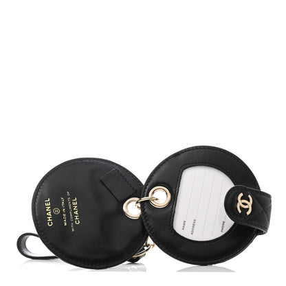 Chanel Lambskin Quilted Round Luggage Tag Black 3 of 4