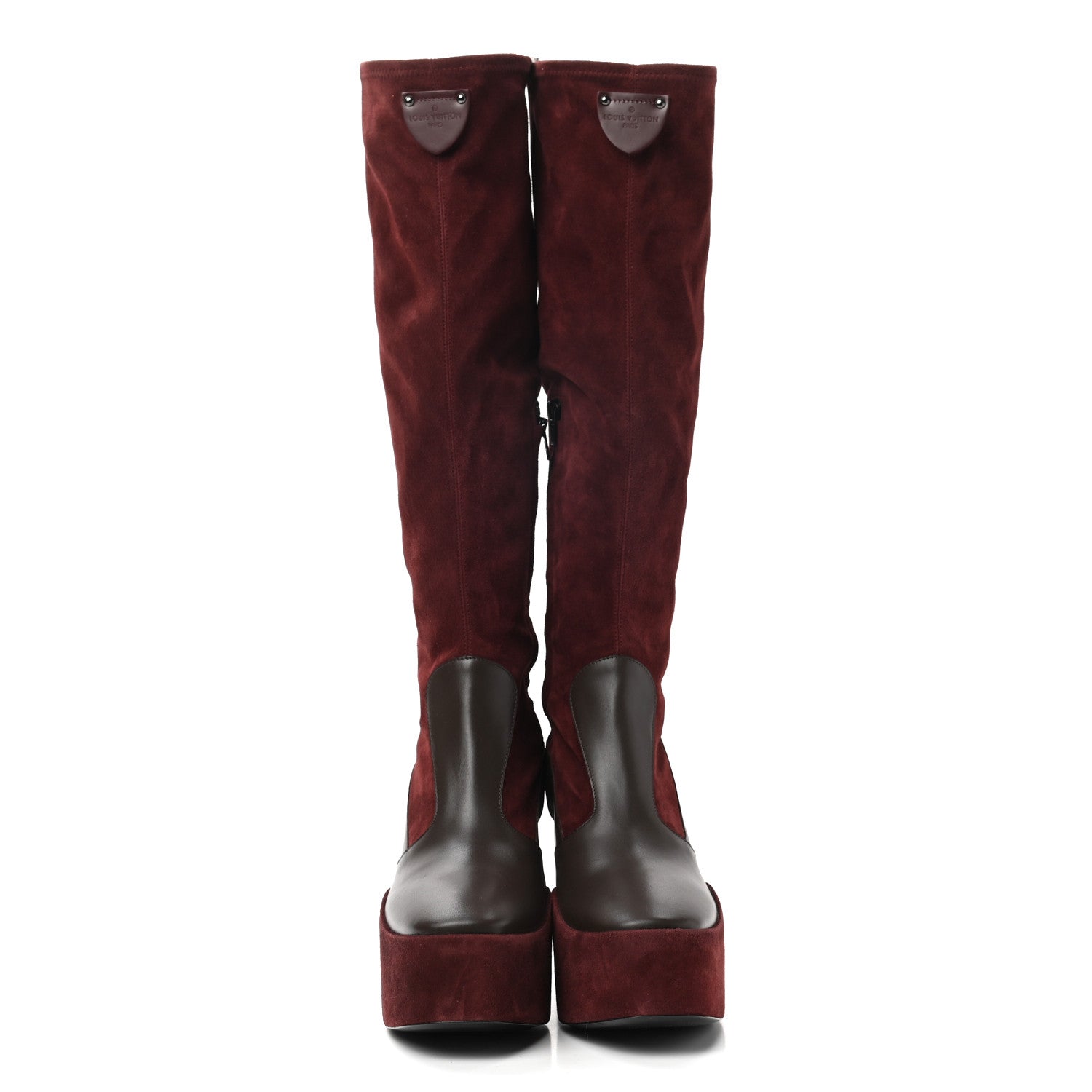Louis Vuitton Suede Podium Platform High Boots 38.5 Bordeaux 2 of 8