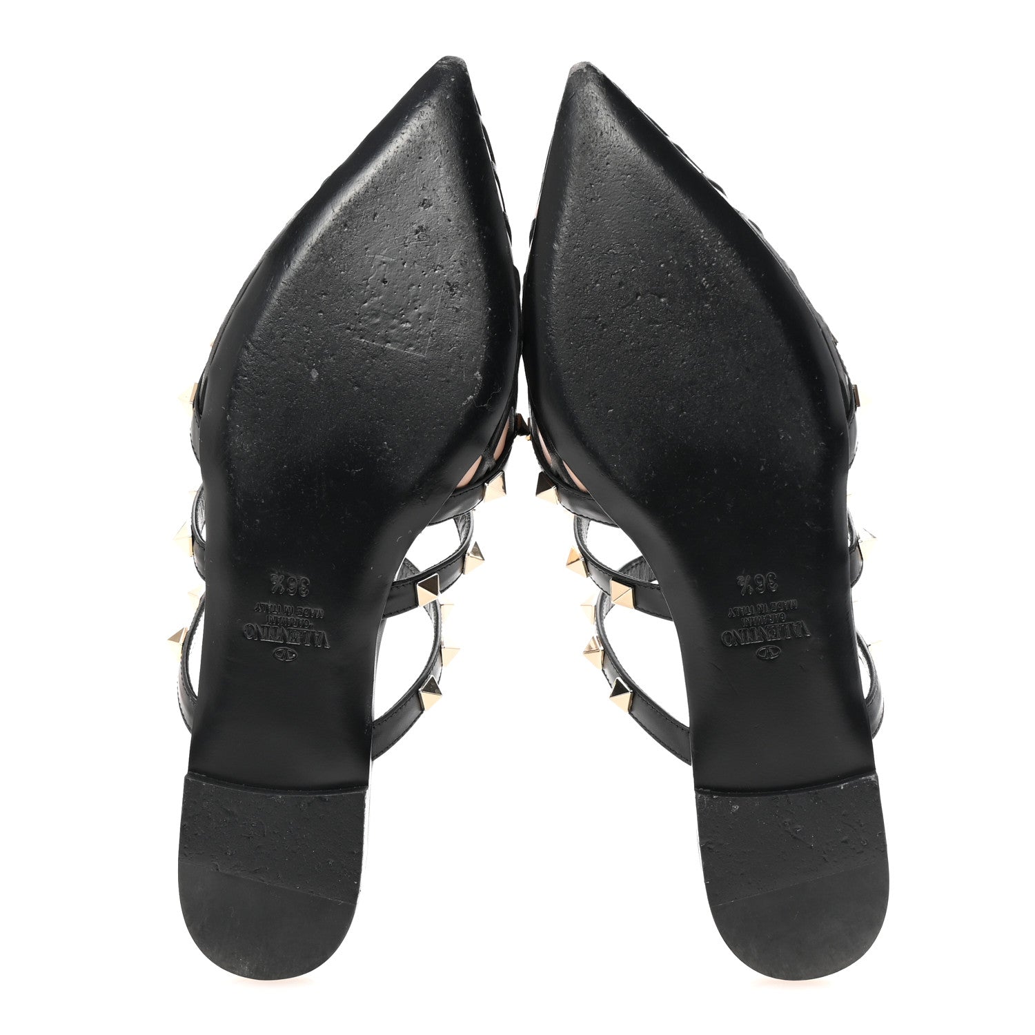 Valentino Garavani Calfskin Boudoir Rockstud Flat Cage Mules 36.5 Rose Cannelle Black 6 of 10