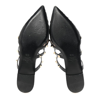 Valentino Garavani Calfskin Boudoir Rockstud Flat Cage Mules 36.5 Rose Cannelle Black 6 of 10