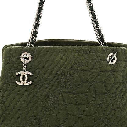 Chanel Denim Camellia Embroidered Shopping Tote Green 8 of 10