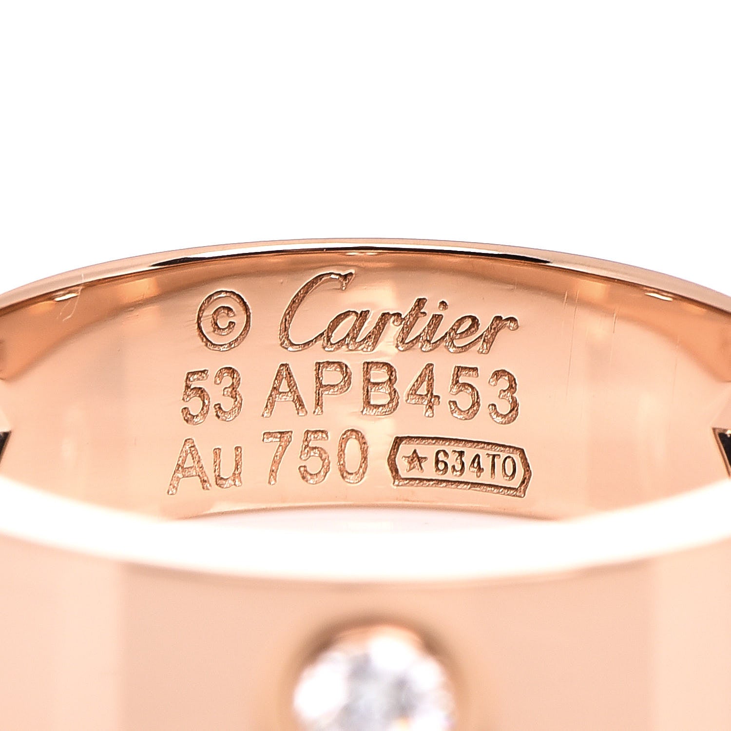 Cartier 18K Pink Gold 3 Diamond 5.5mm LOVE Ring 53 6.25 4 of 4