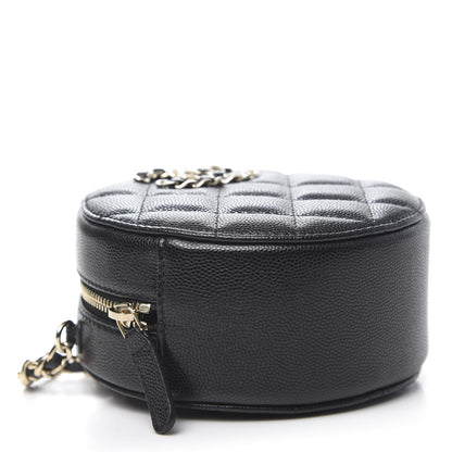 Chanel Caviar Quilted French New Wave Round Clutch With Chain Black 4 of 11