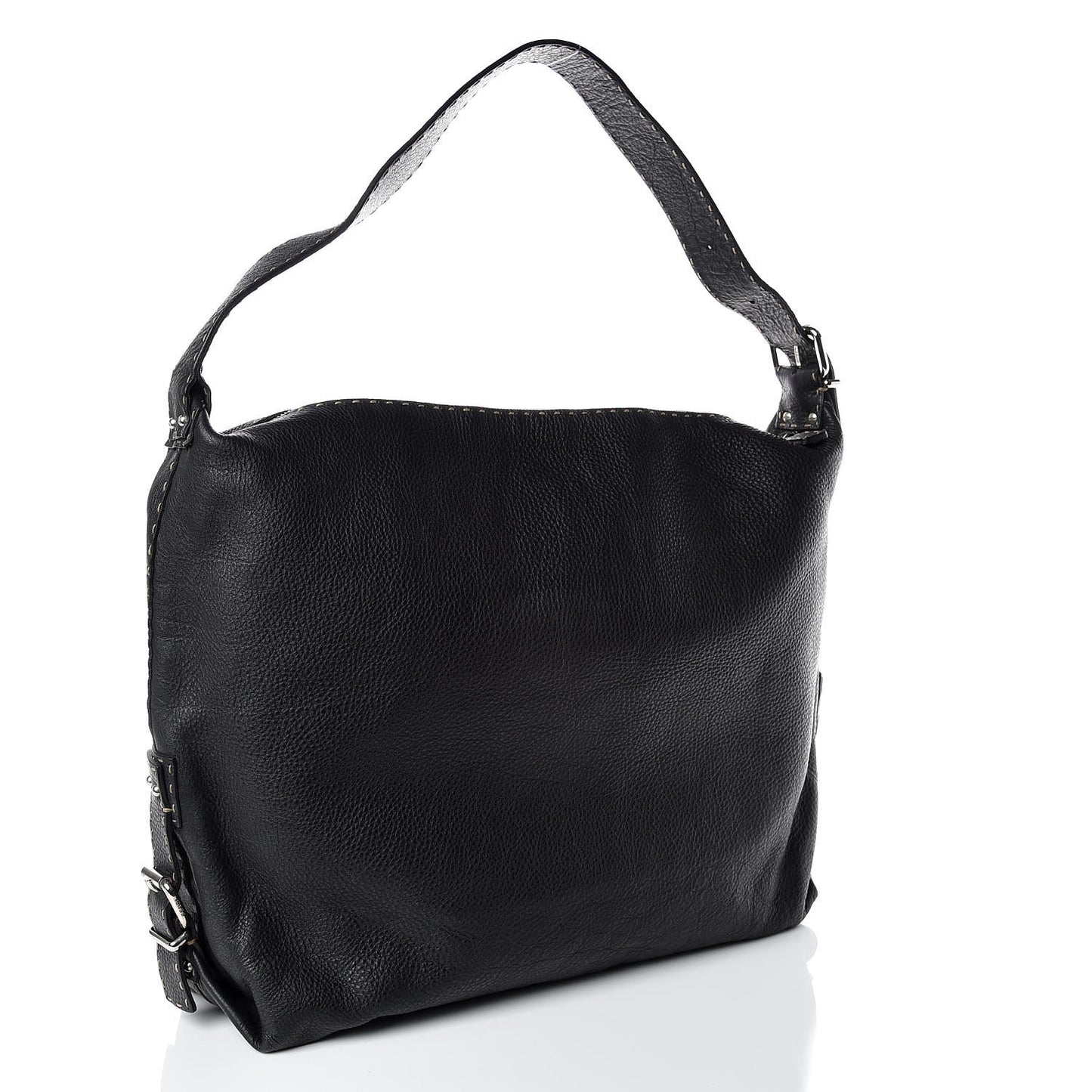Calfskin Romano Large Selleria Hobo Black