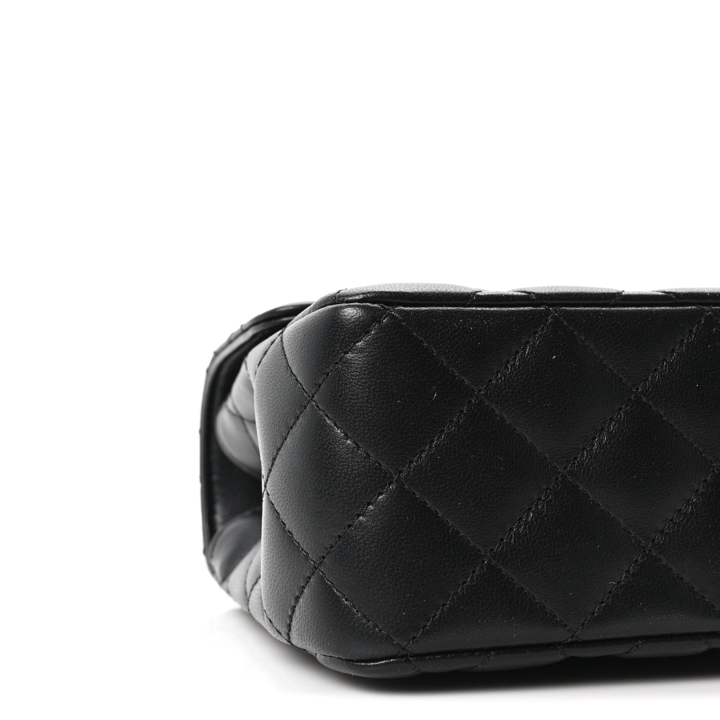 Lambskin Quilted Crystal Top Handle Small Rectangular Flap Black