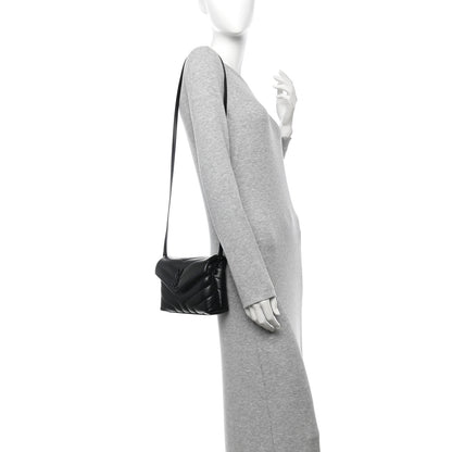 Saint Laurent Calfskin Y Quilted Monogram Monochrome Toy Loulou Crossbody Bag Black 2 of 10