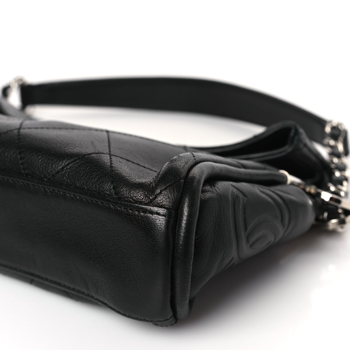 Lambskin Stitched Small Ultimate Soft Tote Black