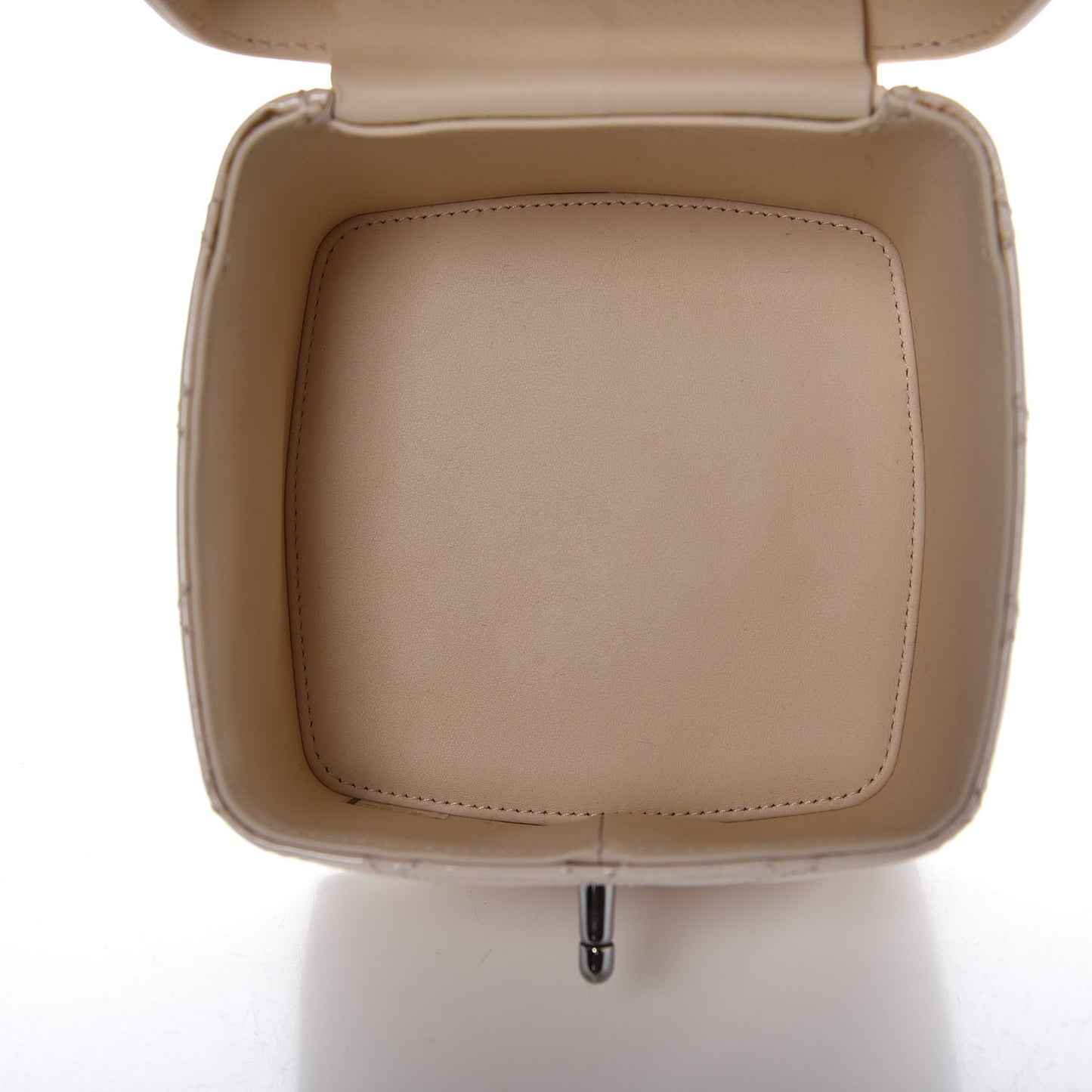 Patent Calfskin Minaudiere Vanity Case Light Beige Black