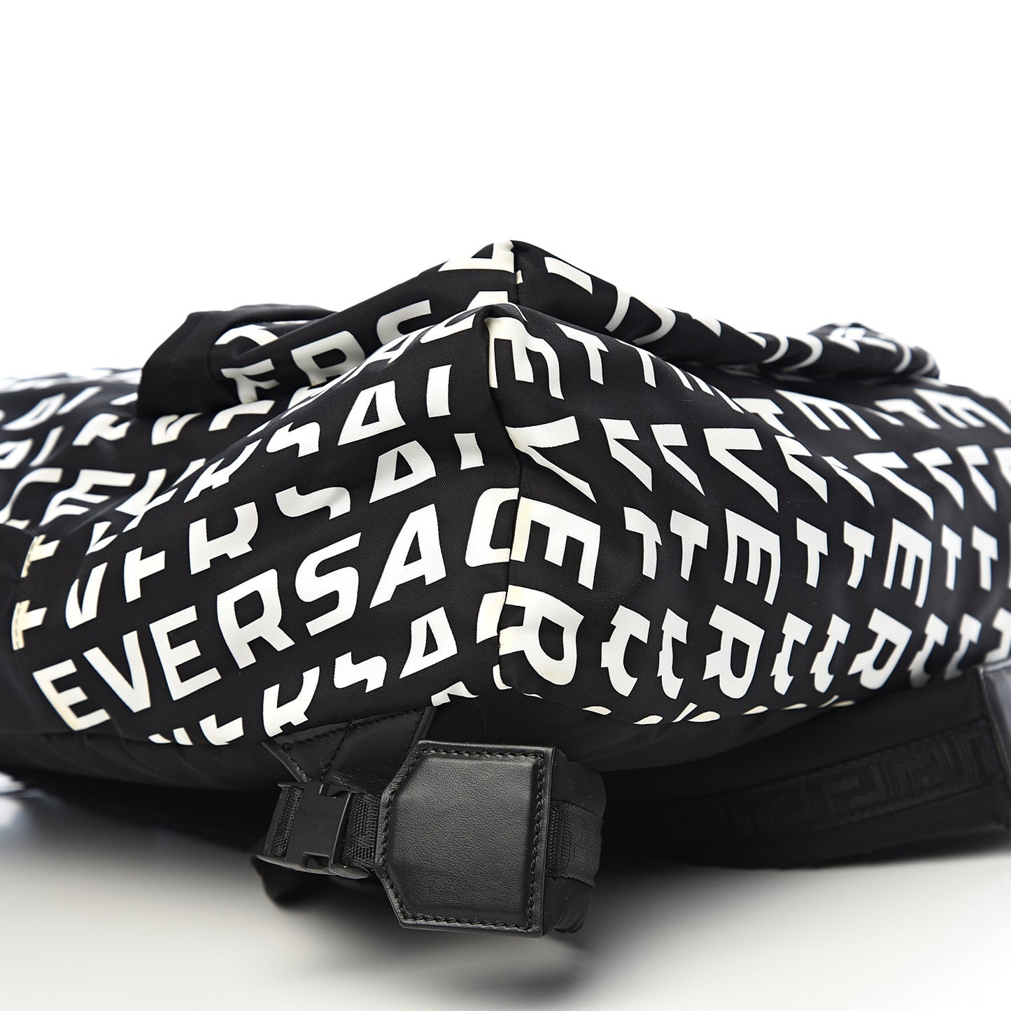 Nylon Logo Print Backpack Black White