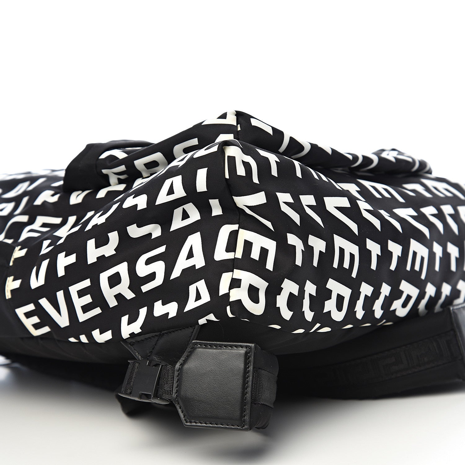 Versace Nylon Logo Print Backpack Black White 6 of 9