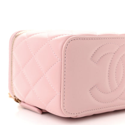 Chanel Lambskin Resin Quilted Vanity Case With Chain Light Pink 9 of 11