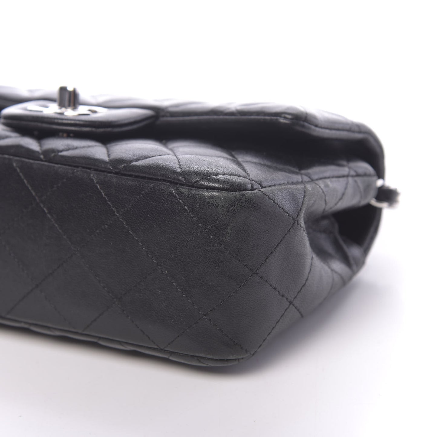 Lambskin Quilted Mini Rectangular Flap Black