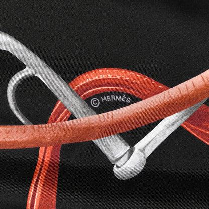 Hermes Silk Projets Carres Scarf 140 Black Orange Brun 6 of 6
