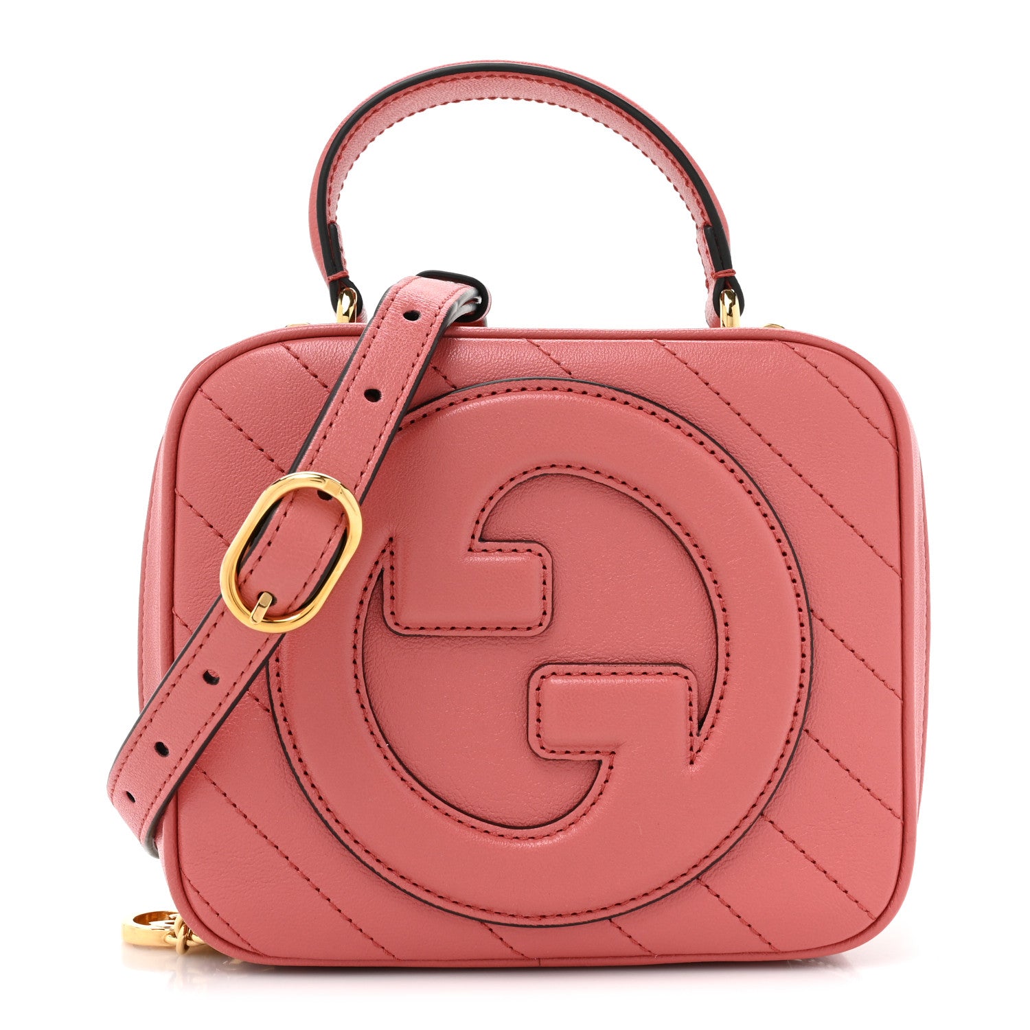 Gucci Sakai Be Green Calfskin Diagonal Stitched Blondie Top Handle Bag Pink 1 of 9