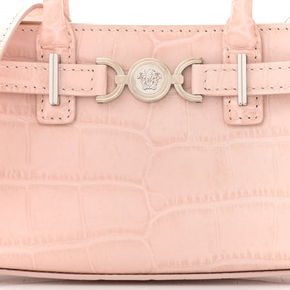 Versace Calfskin Crocodile Embossed Medusa 95 Mini Tote Bag Light Pink 7 of 10