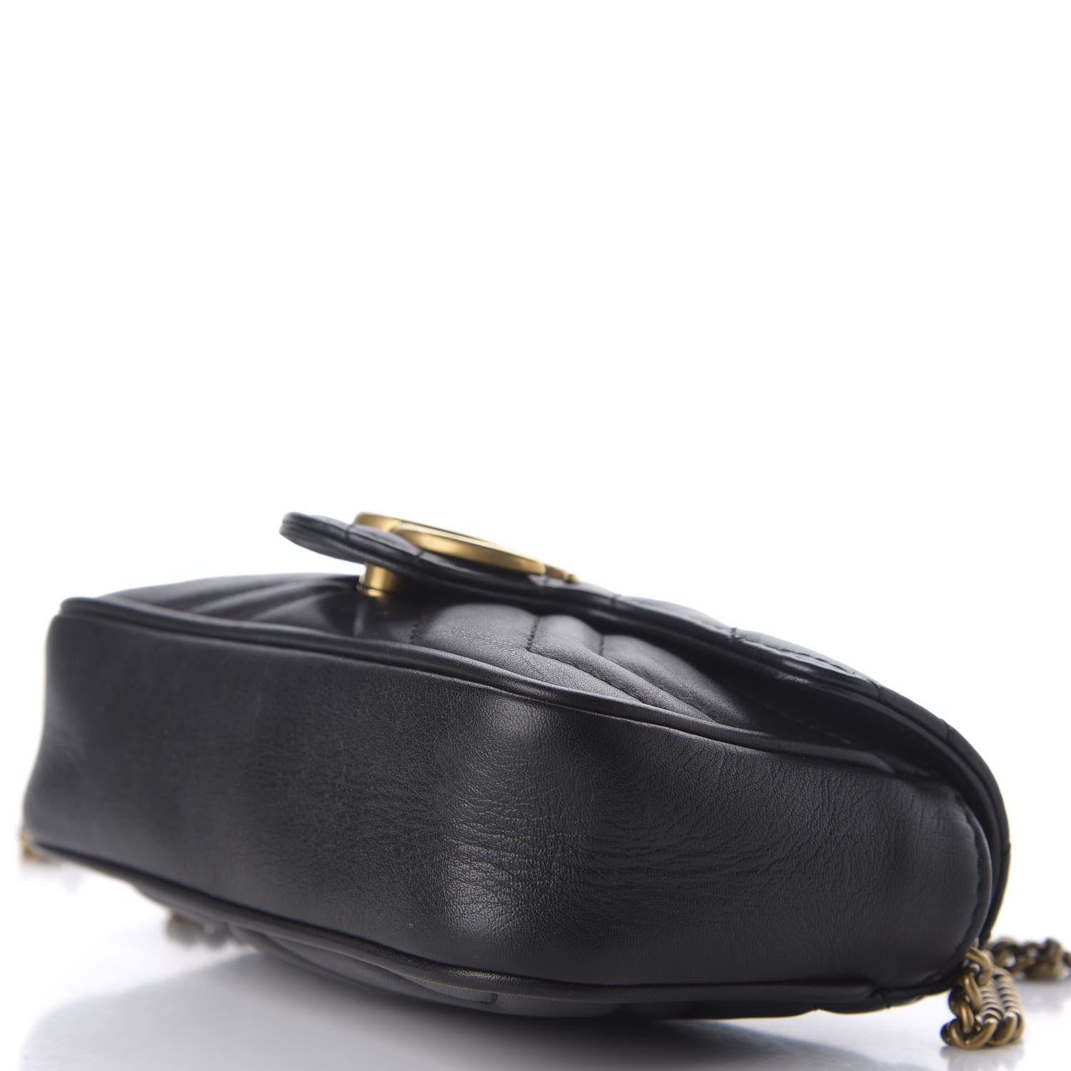 Gucci Calfskin Matelasse Super Mini GG Marmont Shoulder Bag Black 4 of 16