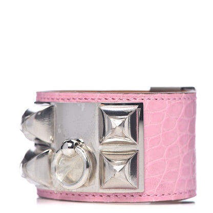 Hermes Matte Alligator Collier De Chien CDC Bracelet T1 5P Pink 1 of 6