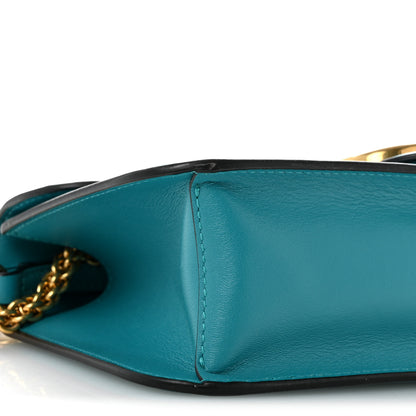 Valentino Garavani Calfskin Vlogo Loco Shoulder Bag Marine Green 9 of 12