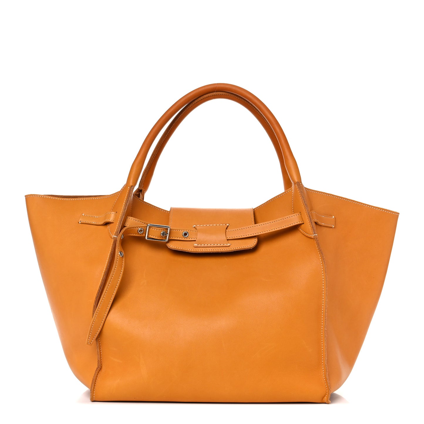 Soft Bare Calfskin Medium Big Bag Dark Yellow