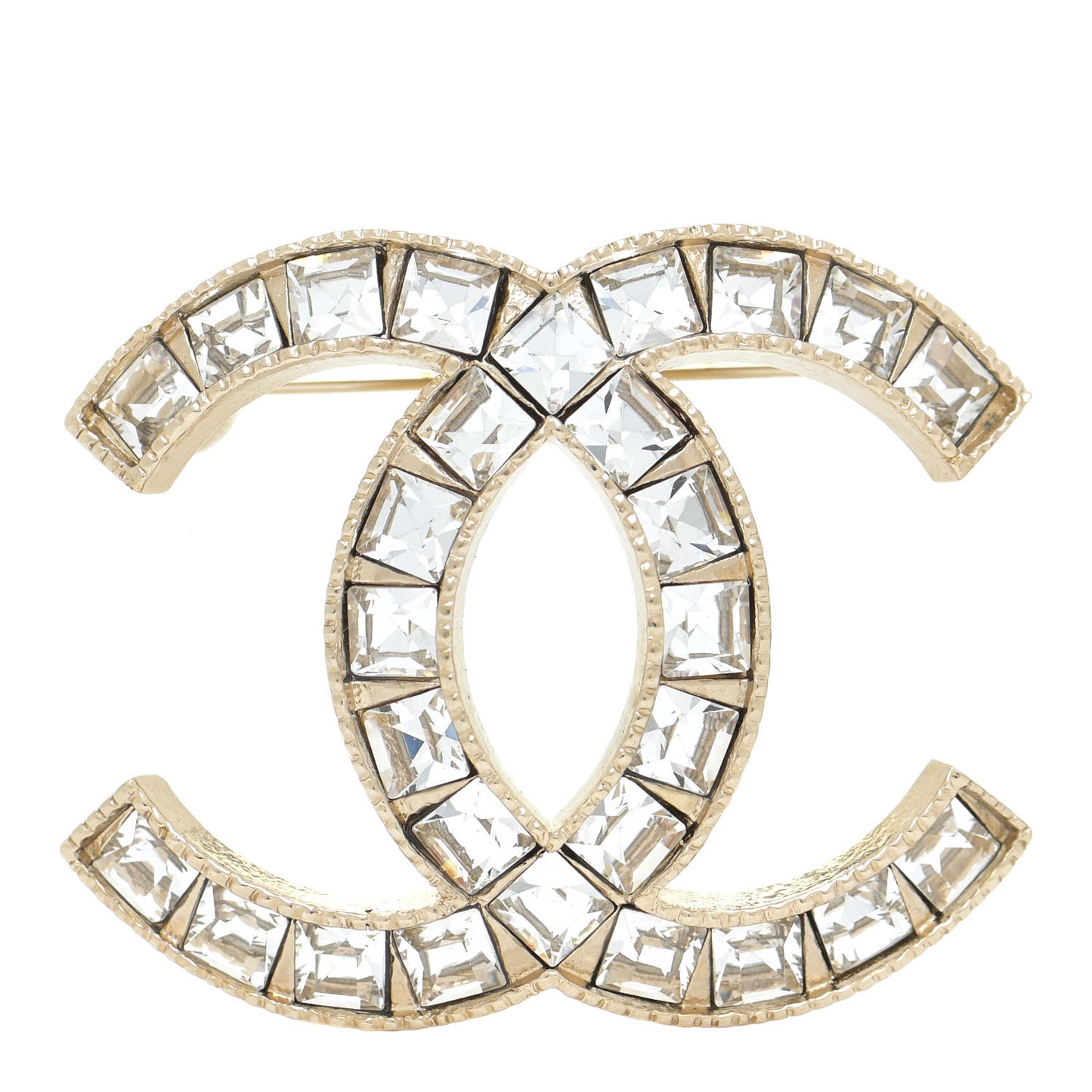 Baguette Crystal CC Brooch Gold