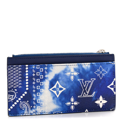 Louis Vuitton Cowhide Monogram Bandana Coin Card Holder Blue 3 of 9