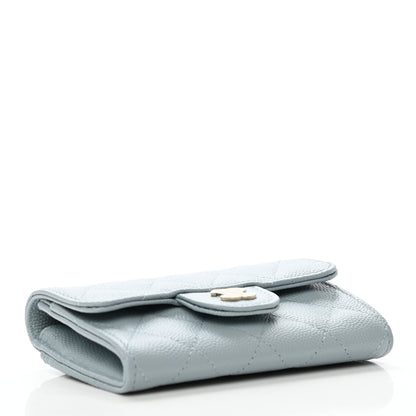 Chanel Caviar Quilted Flap Card Holder Wallet Light Blue 4 of 8