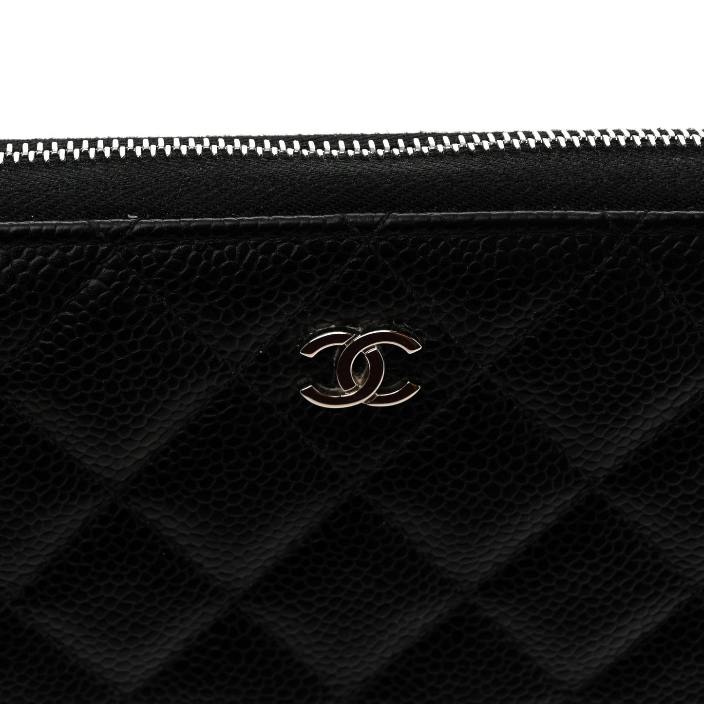 Caviar Quilted Large Gusset Zip Around Wallet Black