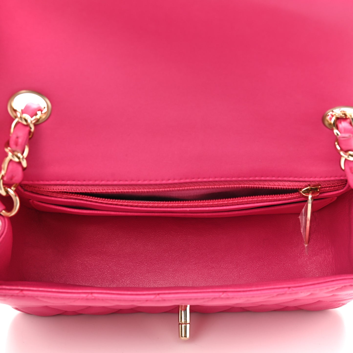 Lambskin Quilted Mini Rectangular Flap Fuchsia
