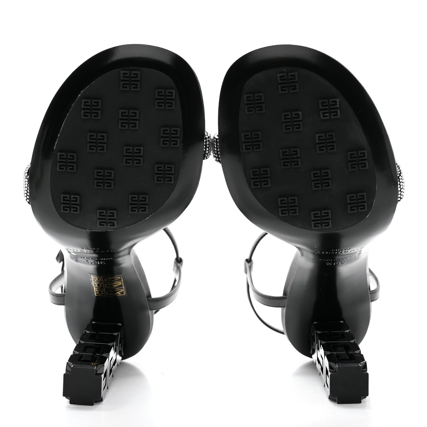 Givenchy Smooth Nappa Crystal G Cube 105mm Sandals 38.5 Black Silvery 5 of 8
