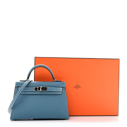 Hermes Epsom Mini Kelly Sellier 20 New Blue Jean 14 of 14