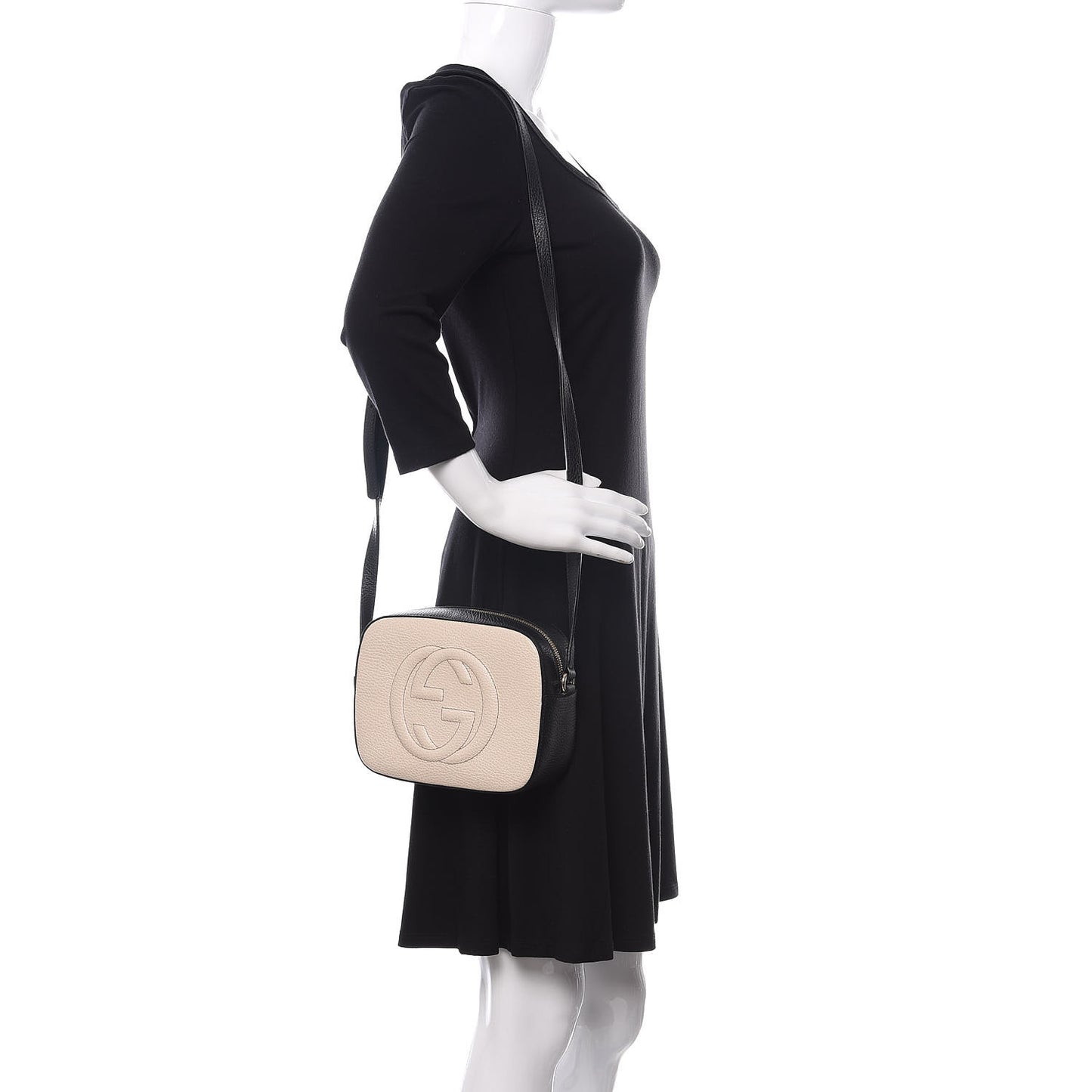 Dollar Calfskin Bi-Color Small Soho Disco Bag Mystic White Black