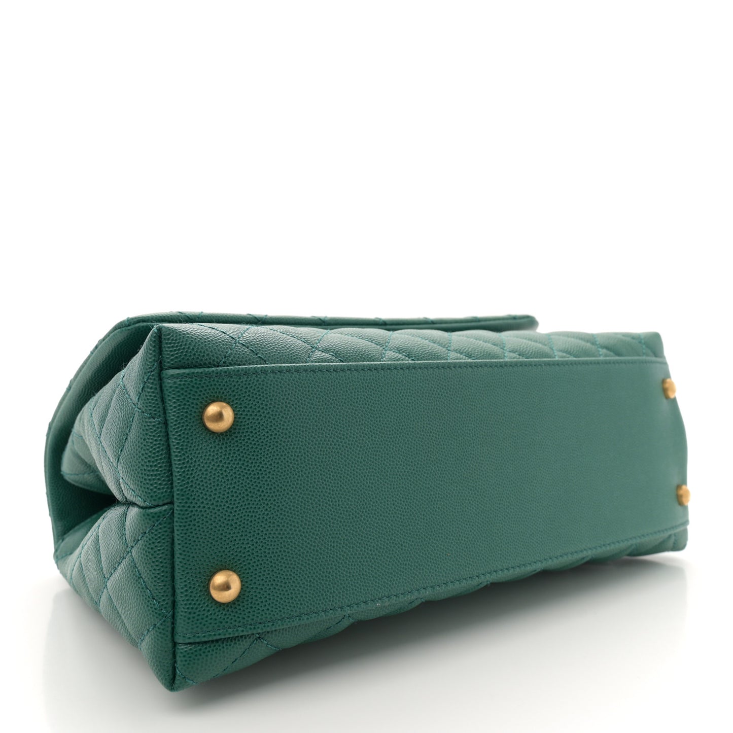 Caviar Quilted Small Coco Handle Flap Green