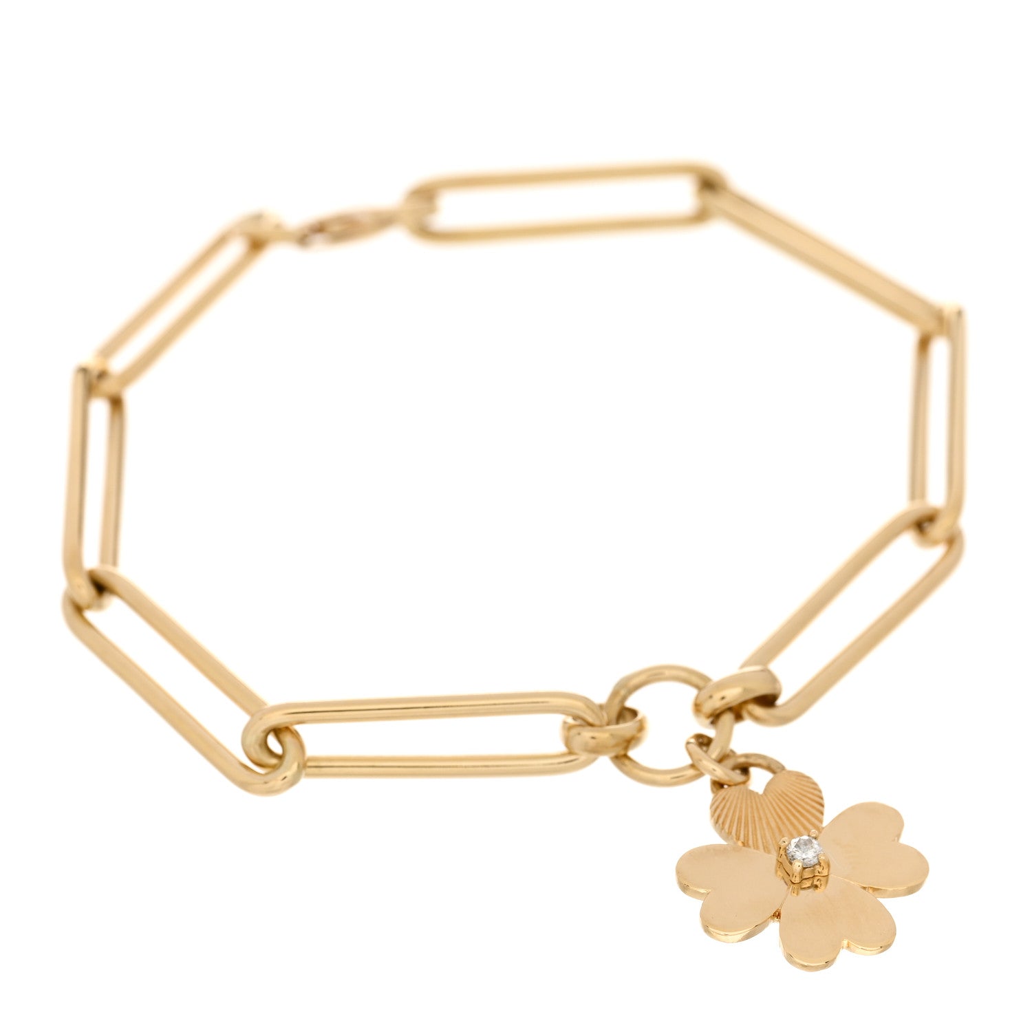 Foundrae 18K Yellow Gold Diamond Clover Extended Clip Chain Bracelet 1 of 3