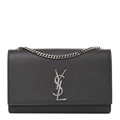 Saint Laurent Grain De Poudre Medium Classic Monogram Kate Satchel Earth Grey 1 of 15