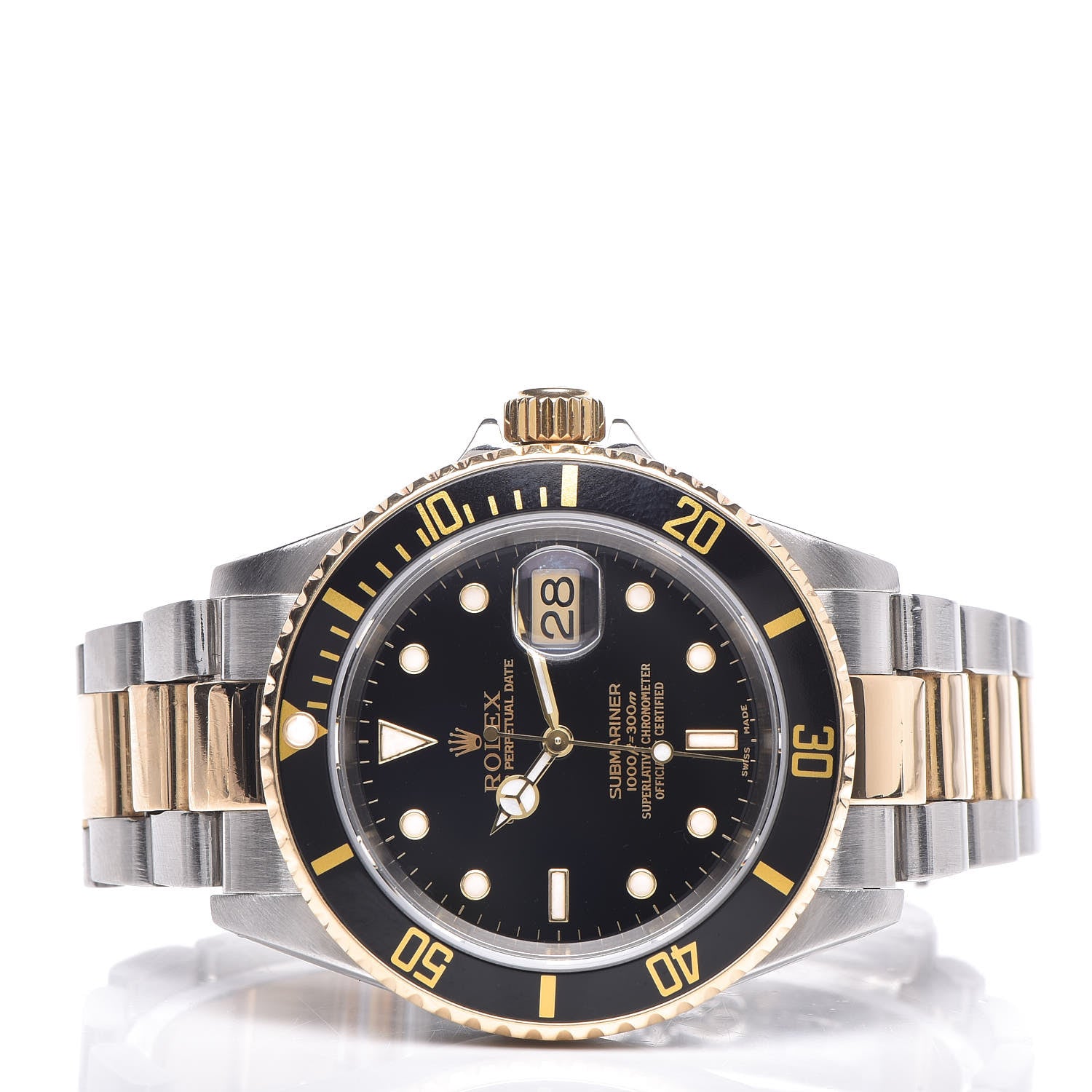 Rolex Stainless Steel 18K Yellow Gold 40mm Submariner Oyster Perpetual Date Watch Black 16613 3 of 6