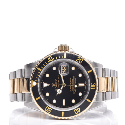 Rolex Stainless Steel 18K Yellow Gold 40mm Submariner Oyster Perpetual Date Watch Black 16613 3 of 6