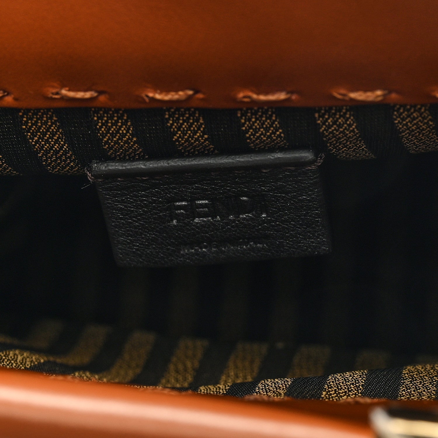 Fendi Vitello King Plexiglass Logo Embossed Mini Fendi Sunshine Shopper Tote Cuoio 6 of 8
