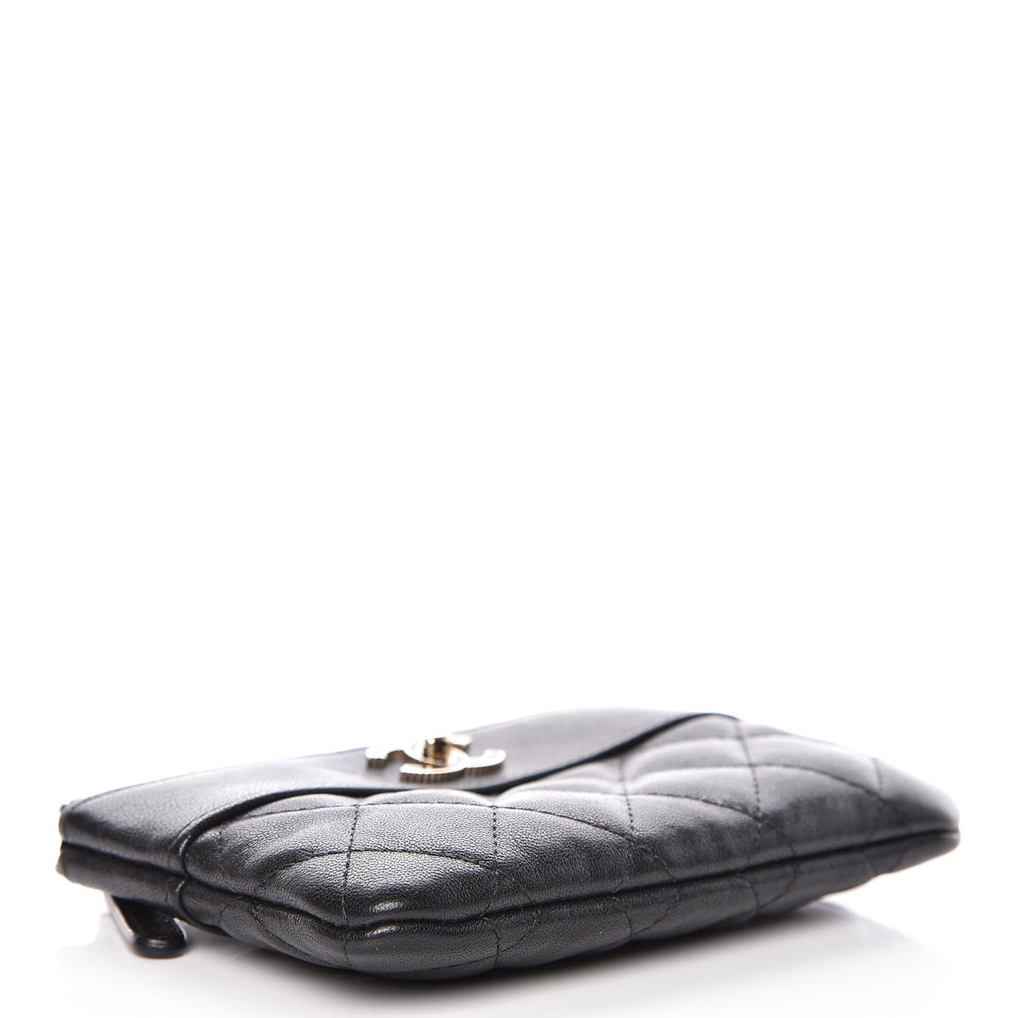 Sheepskin Quilted Small Vintage Mademoiselle Cosmetic Case Black