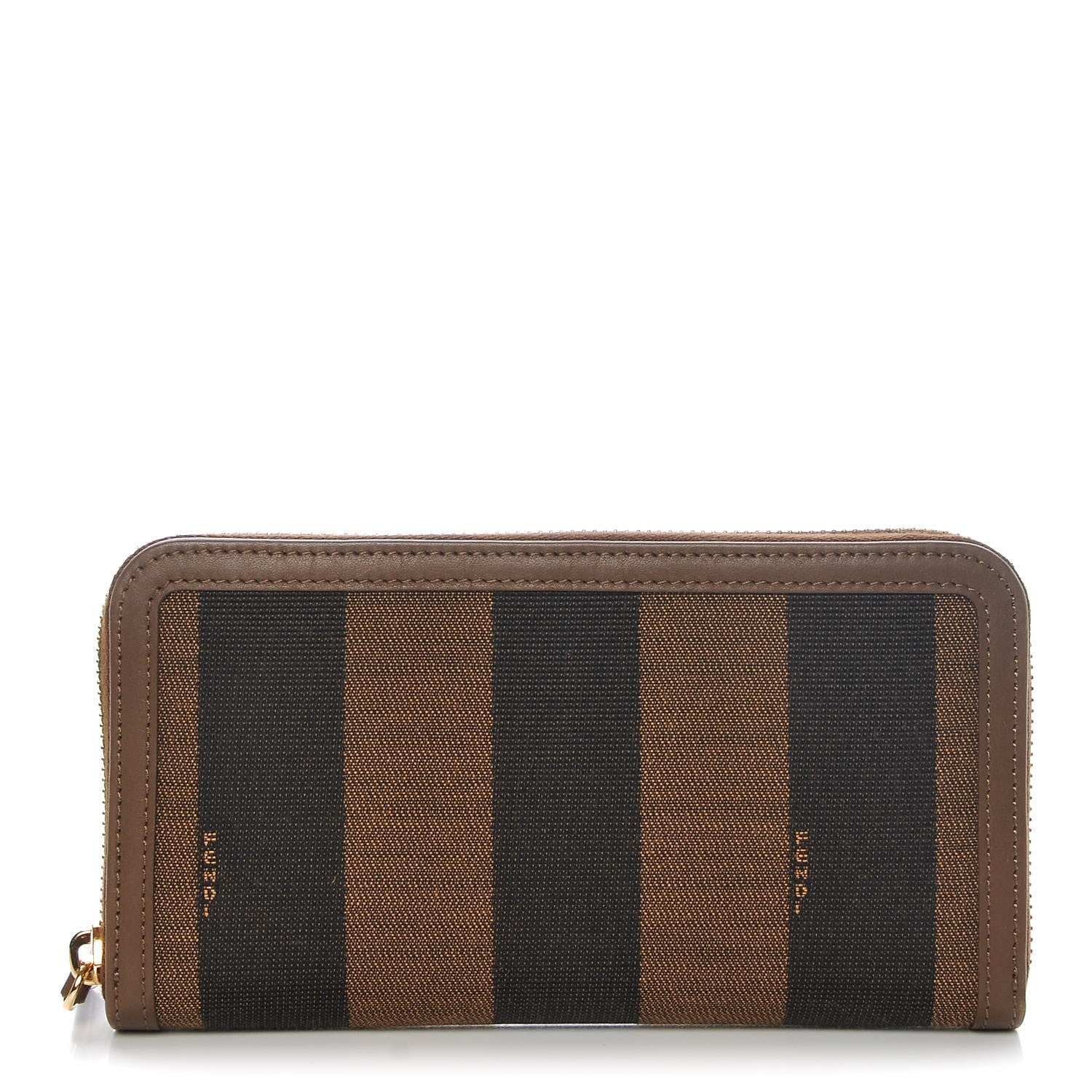 Fendi Pequin Vitello Zip Around Wallet Tobacco Foresta 1 of 7