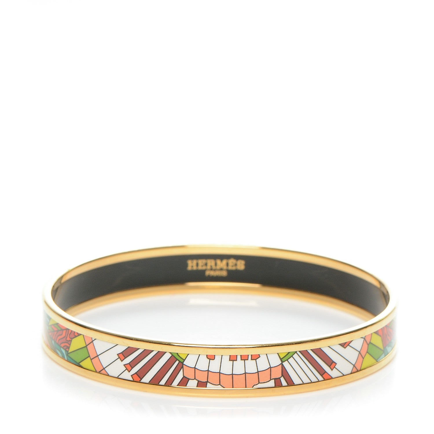 Hermes Enamel Printed Narrow Point D'Orgue Bracelet 70 1 of 5