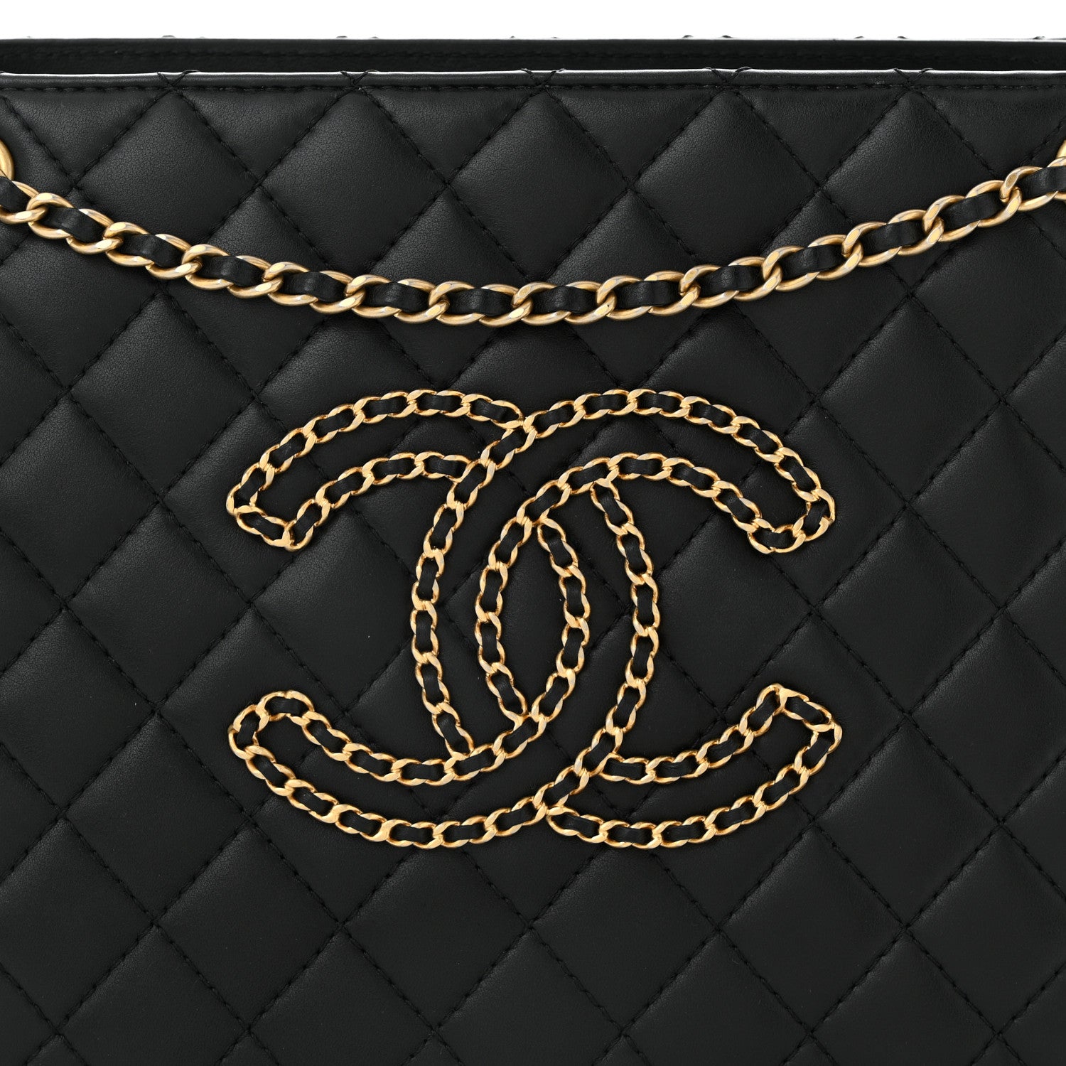 Chanel Calfskin Quilted CC Chain Accordion Tote Black 7 of 9