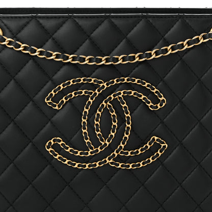 Chanel Calfskin Quilted CC Chain Accordion Tote Black 7 of 9