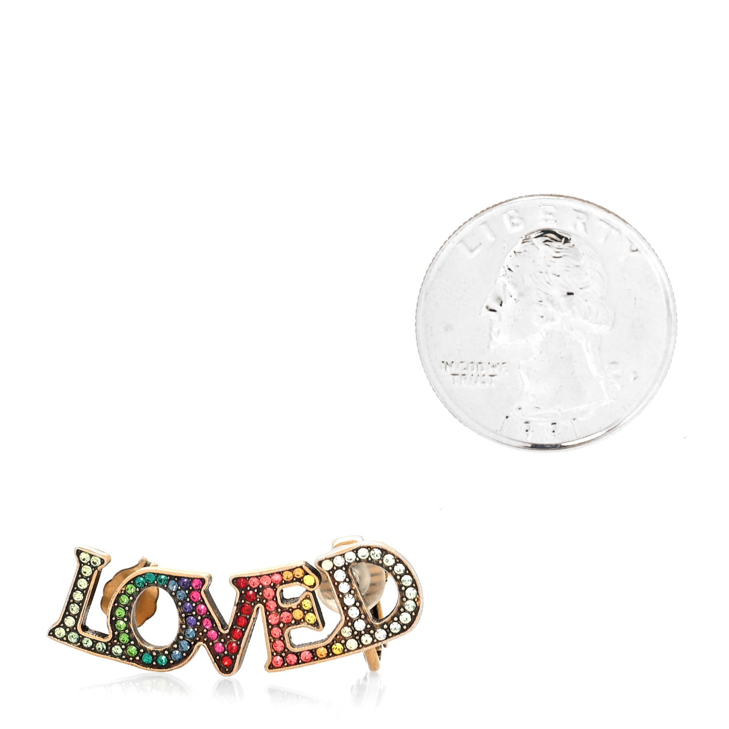 Gold Crystal Loved Ear Cuff Earring Multicolor