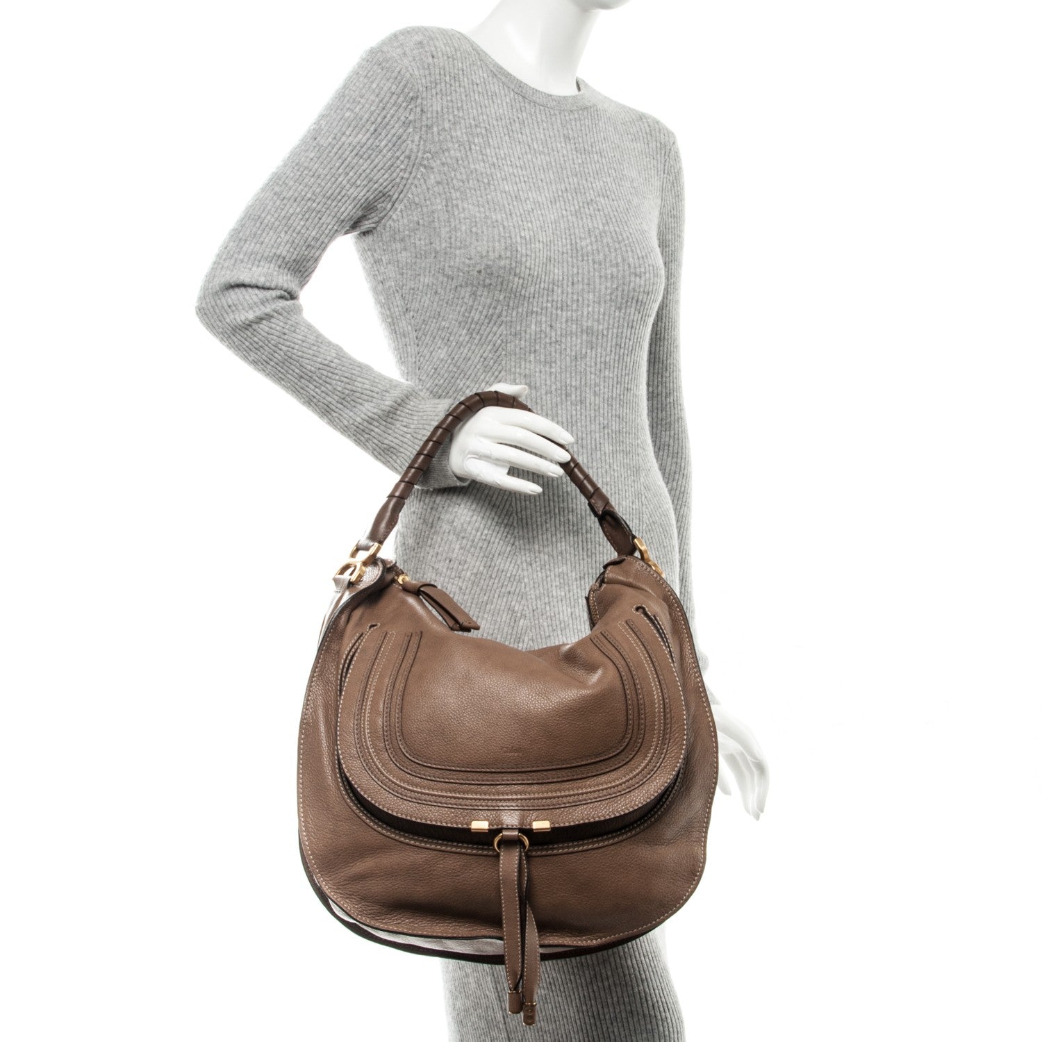 Chloe Calfskin Large Marcie Hobo Nut 2 of 7